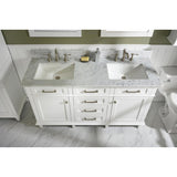 Legion Furniture 60" White Finish Double Sink Vanity Cabinet With Carrara White Top WLF2260D-W