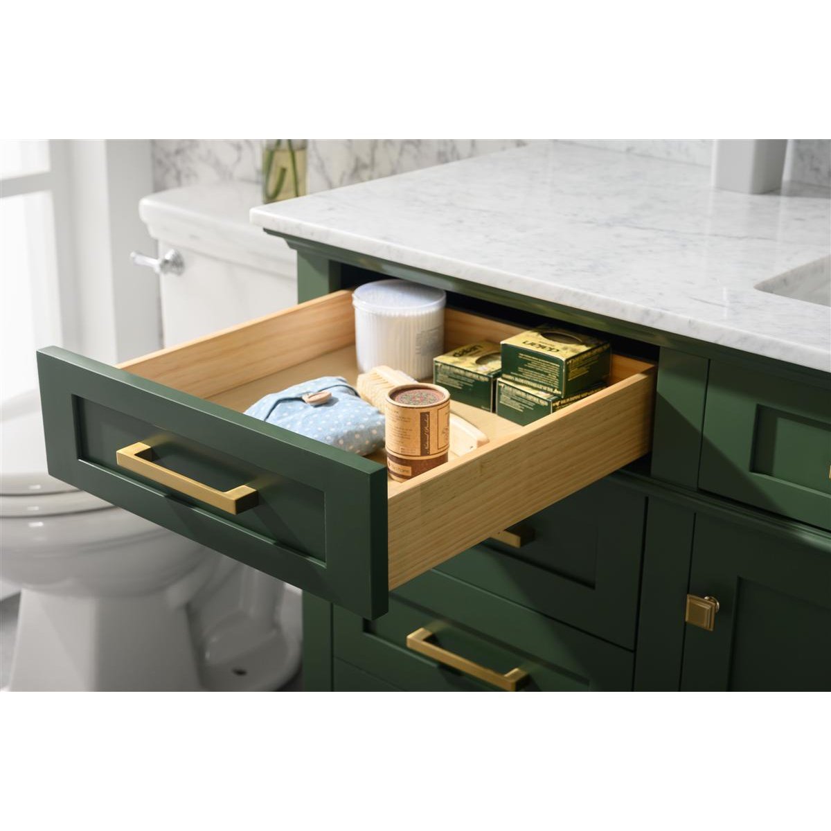 Legion Furniture 60" Vogue Green Finish Single Sink Vanity Cabinet With Carrara White Top WLF2260S-VG