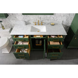 Legion Furniture 60" Vogue Green Finish Single Sink Vanity Cabinet With Carrara White Top WLF2260S-VG