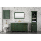 Legion Furniture 60" Vogue Green Finish Single Sink Vanity Cabinet With Carrara White Top WLF2260S-VG