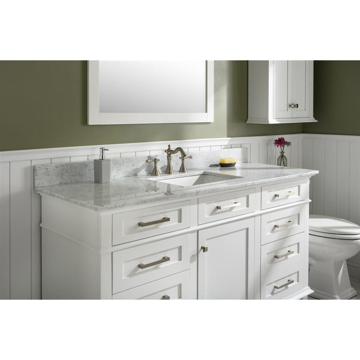 Legion Furniture 60" White Finish Single Sink Vanity Cabinet With Carrara White Top WLF2260S-W