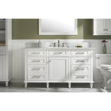 Legion Furniture 60" White Finish Single Sink Vanity Cabinet With Carrara White Top WLF2260S-W