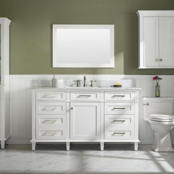 Legion Furniture White Sink Vanity Cabinet With Carrara White Quartz Top