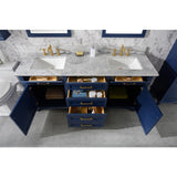 Legion Furniture 72" Blue Double Single Sink Vanity Cabinet With Carrara White Top WLF2272-B