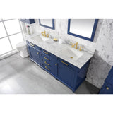 Legion Furniture 72" Blue Double Single Sink Vanity Cabinet With Carrara White Top WLF2272-B