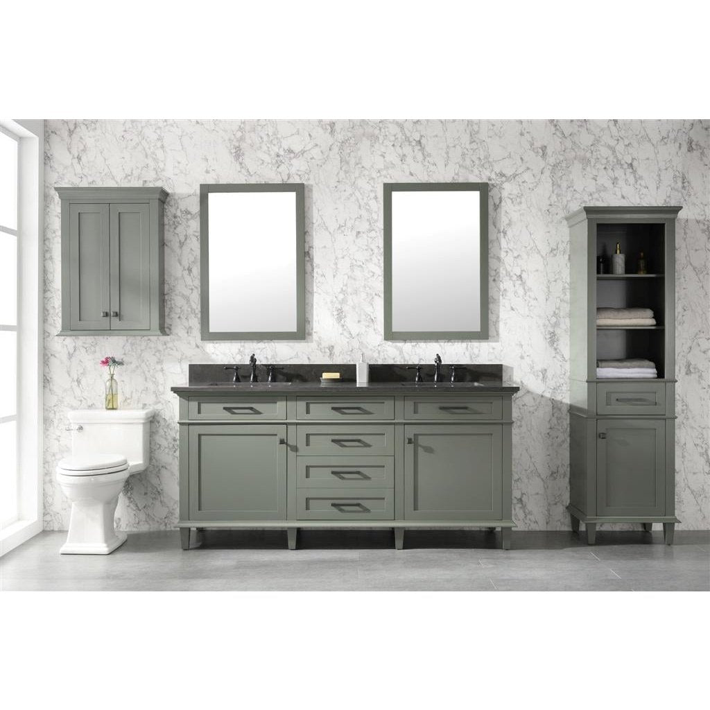 Legion Furniture 72" Pewter Green Double Single Sink Vanity Cabinet With Blue Lime Stone Top WLF2272-PG