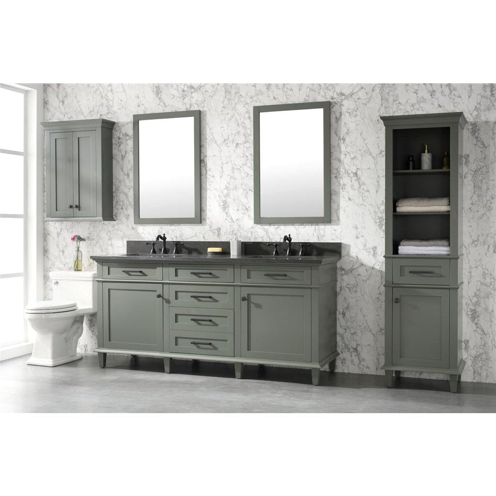 Legion Furniture 72" Pewter Green Double Single Sink Vanity Cabinet With Blue Lime Stone Top WLF2272-PG