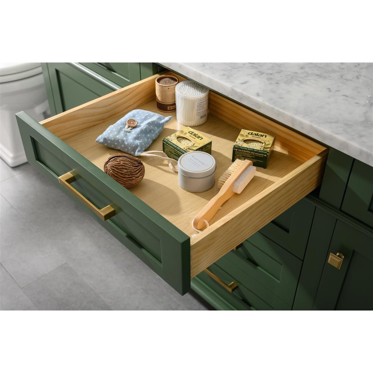 Legion Furniture 72" Vogue Green Double Single Sink Vanity Cabinet With Carrara White Top WLF2272-VG