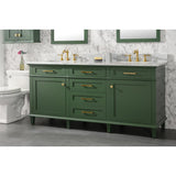 Legion Furniture 72" Vogue Green Double Single Sink Vanity Cabinet With Carrara White Top WLF2272-VG