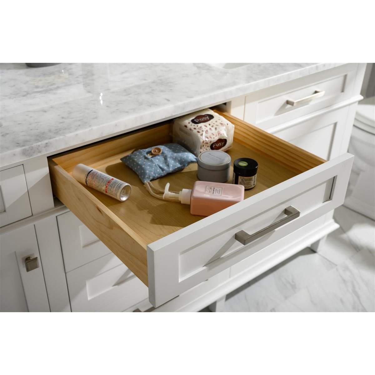 Legion Furniture 72" White Double Single Sink Vanity Cabinet With Carrara White Top WLF2272-W