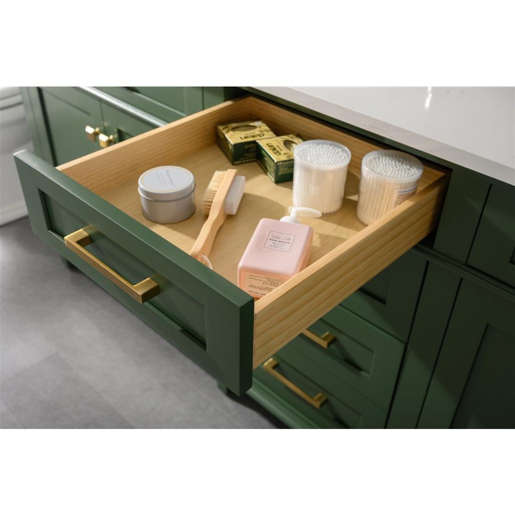 Legion Furniture 80" Vogue Green Double Single Sink Vanity Cabinet With Carrara White Quartz Top Wlf2280-Cw-Qz WLF2280-VG