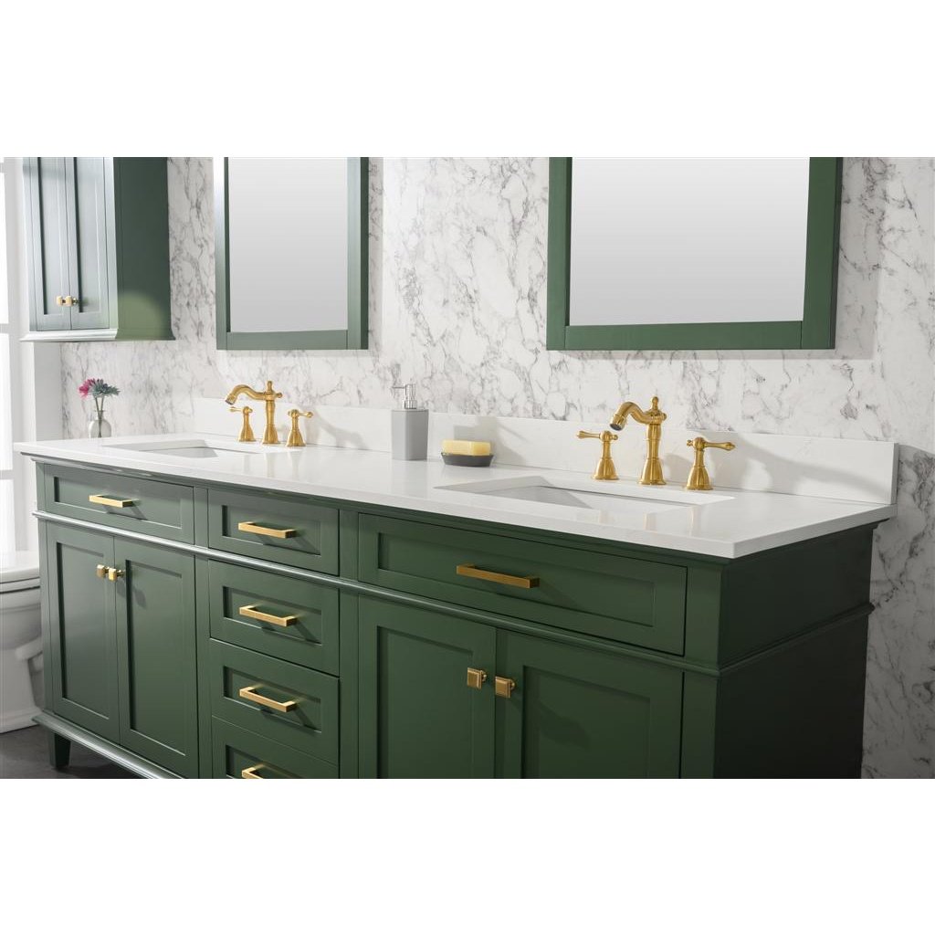 Legion Furniture 80" Vogue Green Double Single Sink Vanity Cabinet With Carrara White Quartz Top Wlf2280-Cw-Qz WLF2280-VG