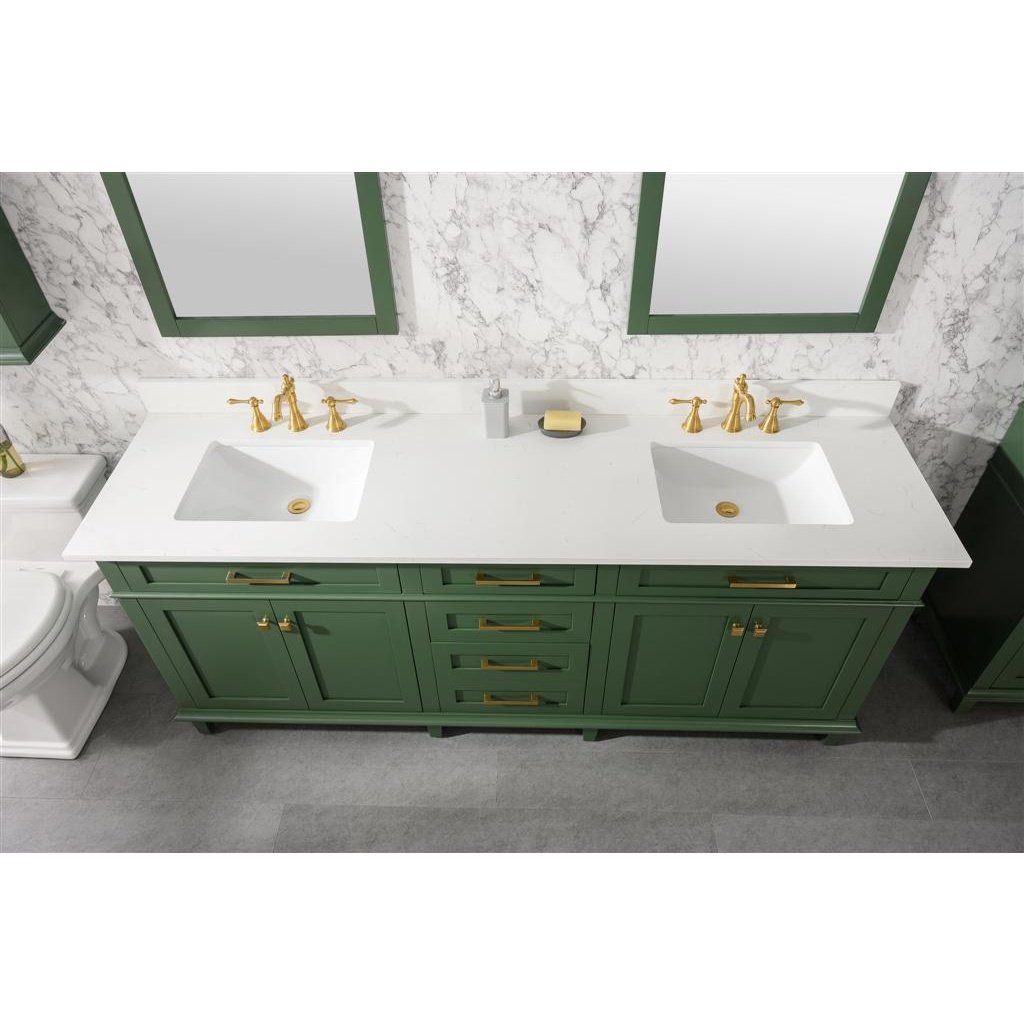 Legion Furniture 80" Vogue Green Double Single Sink Vanity Cabinet With Carrara White Quartz Top Wlf2280-Cw-Qz WLF2280-VG