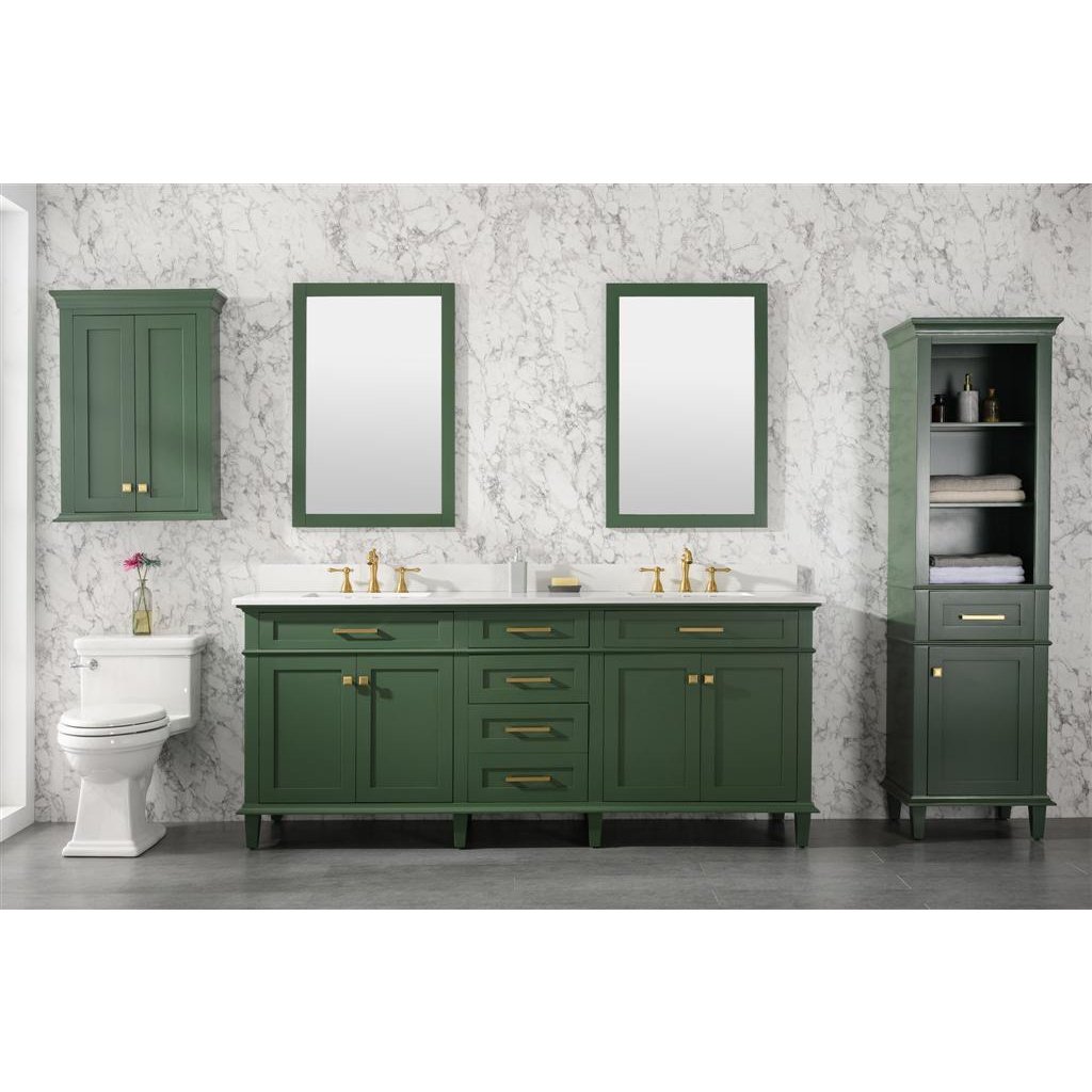 Legion Furniture 80" Vogue Green Double Single Sink Vanity Cabinet With Carrara White Quartz Top Wlf2280-Cw-Qz WLF2280-VG