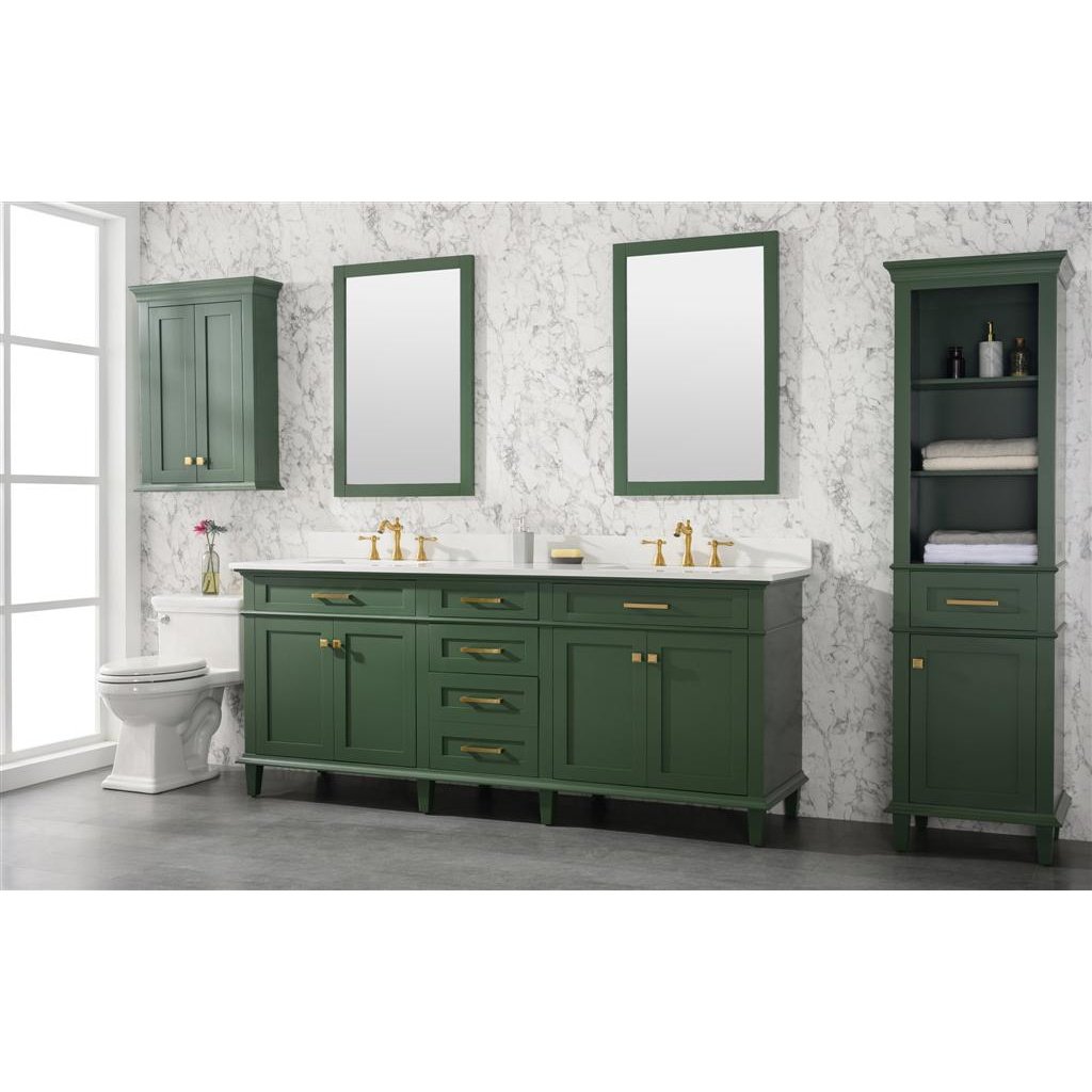 Legion Furniture 80" Vogue Green Double Single Sink Vanity Cabinet With Carrara White Quartz Top Wlf2280-Cw-Qz WLF2280-VG