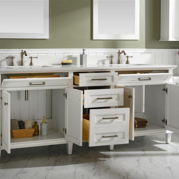 Legion Furniture White Sink Vanity Cabinet With Carrara White Quartz Top