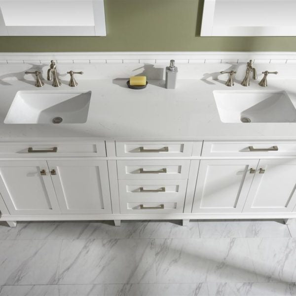 Legion Furniture White Sink Vanity Cabinet With Carrara White Quartz Top