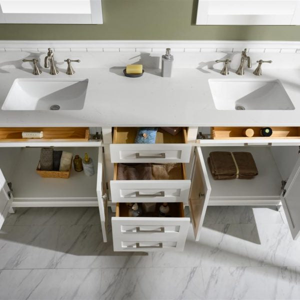 Legion Furniture White Sink Vanity Cabinet With Carrara White Quartz Top