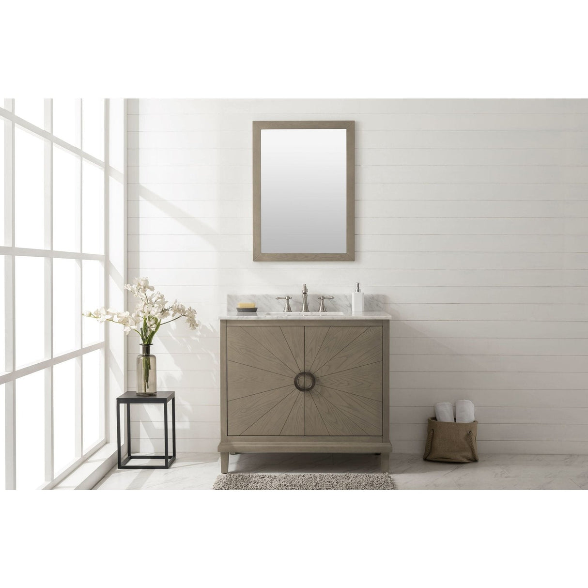 Legion Furniture 36" Antique Gray Oak  Vanity With Carrara White Top WLF7040-36-AGO-CW