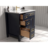 Legion Furniture 36" Blue Finish Sink Vanity Cabinet With Carrara White Top WV2236-B