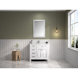 Legion Furniture 36" White Finish Sink Vanity Cabinet With Carrara White Top WV2236-W