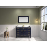 Legion Furniture 48" Blue Finish Sink Vanity Cabinet With Carrara White Top WV2248-B