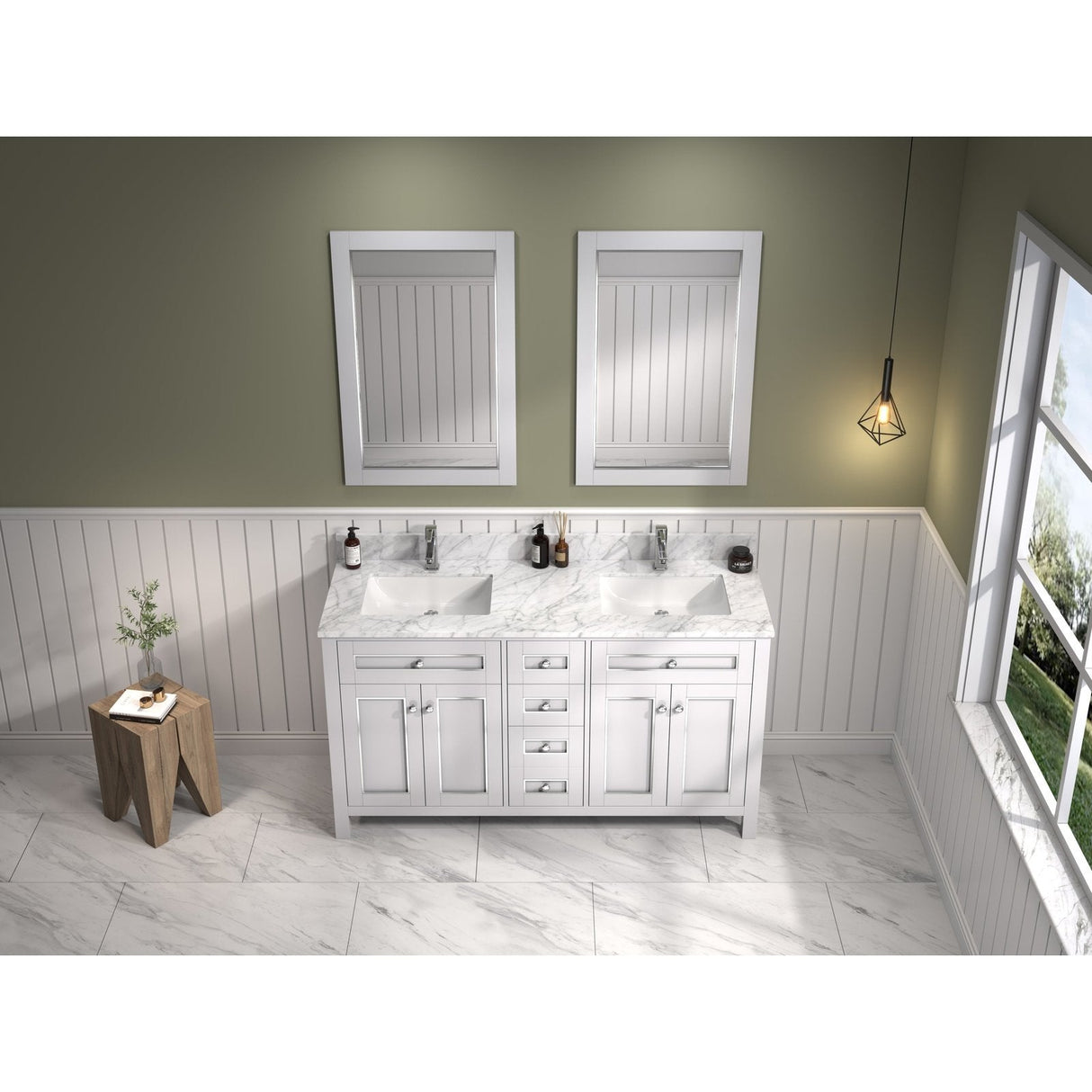 Legion Furniture 60" White Finish Sink Vanity Cabinet With Carrara White Top WV2260-W