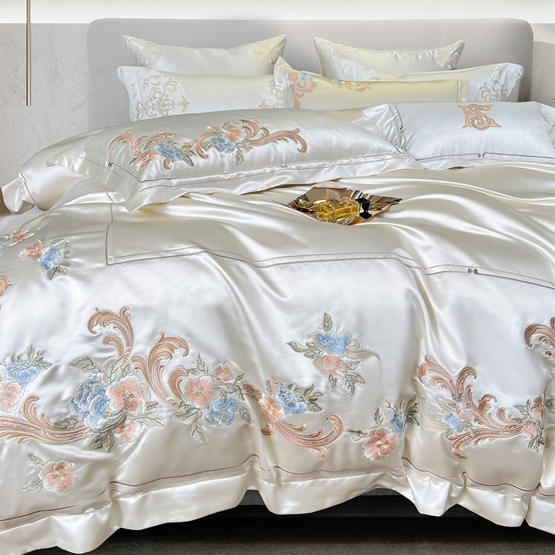 Esana White Embroidery Egyptian Cotton Duvet Cover Set