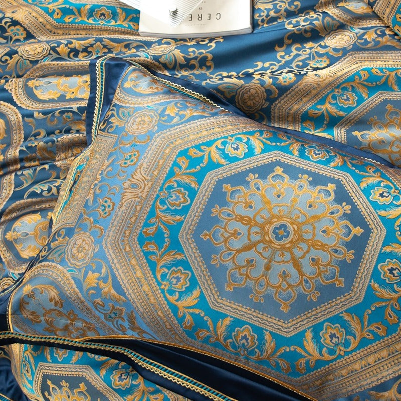 Etienne Embroidered Jacquard Satin Duvet Cover Set