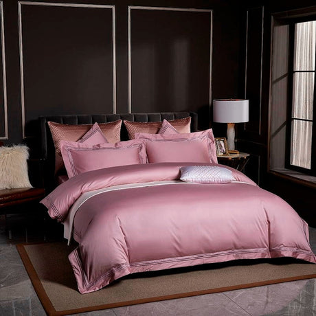 Leila Rose Embroidered Edge Egyptian Cotton Duvet Cover Set