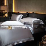 Willa Silver Modern Satin Egyptian Cotton Duvet Cover Set