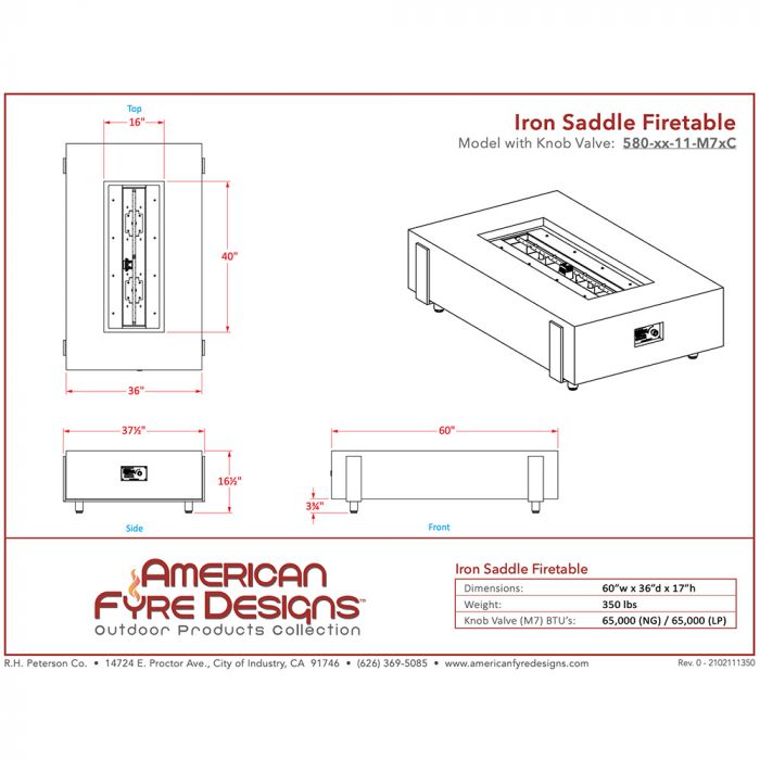 American Fyre Designs Iron Saddle Fire Table