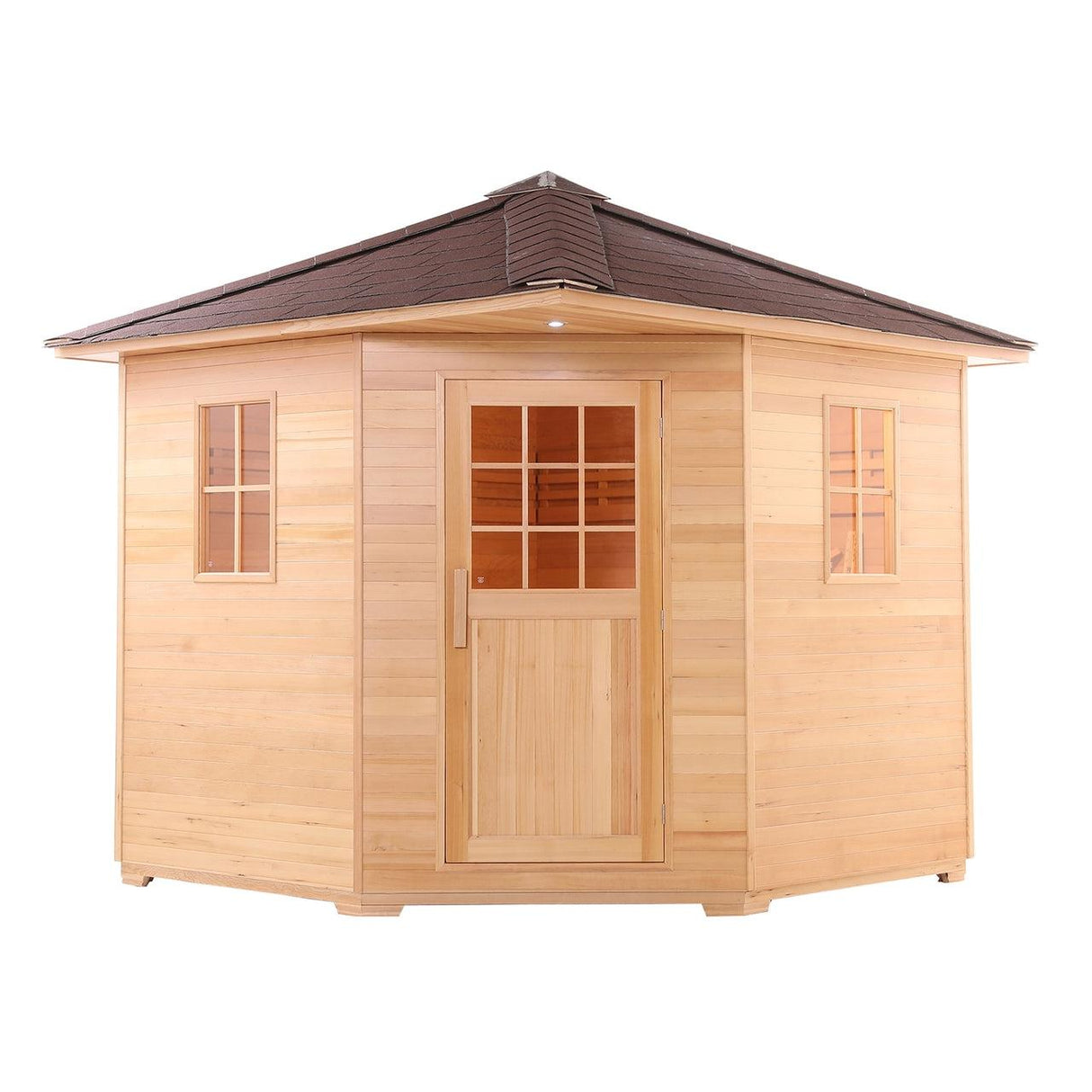 ALEKO Canadian Hemlock Wet Dry 8 Outdoor 8 Person Sauna with Asphalt Roof With Heater - SKD8HEM-AP