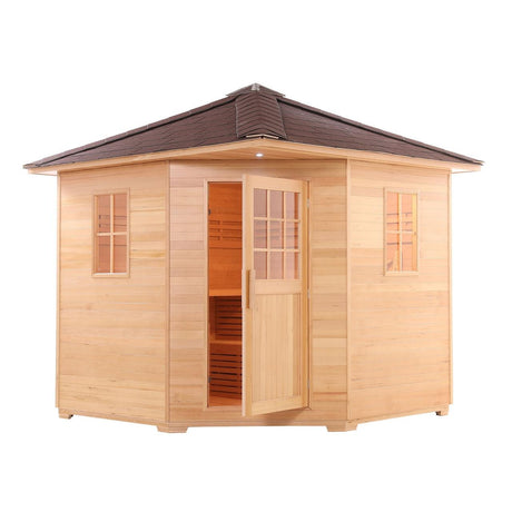 ALEKO Canadian Hemlock Wet Dry Outdoor 5 Person Sauna with Asphalt Roof With Heater - SKD5HEM-AP