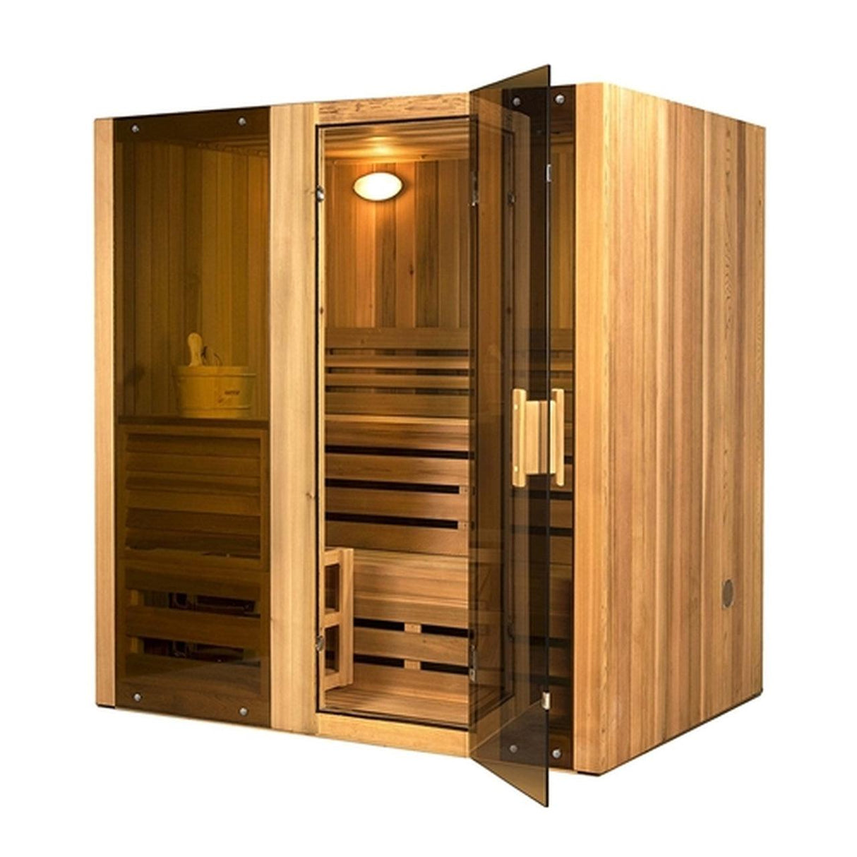 ALEKO Hemlock Indoor Wet Dry 4 Person Steam Room Sauna With Heater - STI4HEM-AP