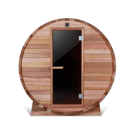 ALEKO Outdoor and Indoor 4 Person Rustic Western Red Cedar Barrel Sauna With Heater - SB4CEDAR-AP