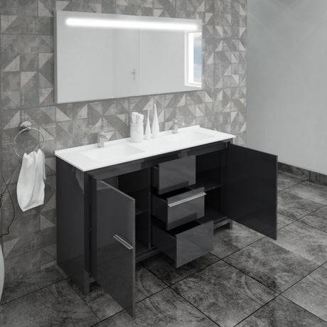 Casa Mare Alessio 60" Bathroom Vanity and Ceramic Sink Combo with LED Mirror