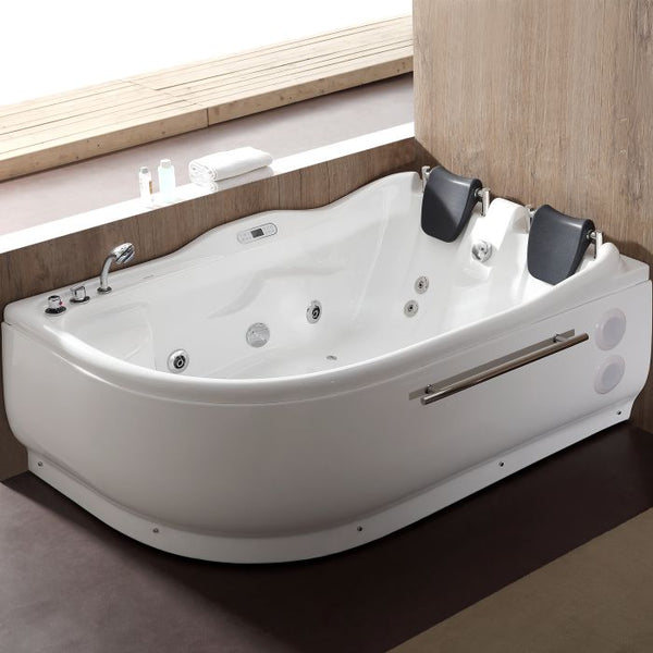EAGO AM124ETL 6 ft Right Drain Corner Acrylic White Whirlpool Bathtub for Two