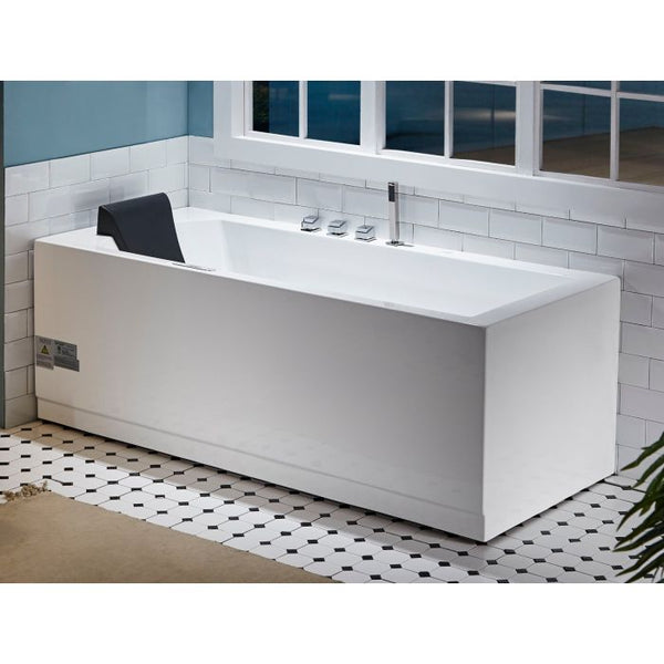 EAGO AM154ETL 6 ft Acrylic White Rectangular w Fixtures Whirlpool Bathtub