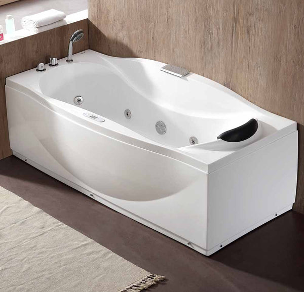 EAGO AM189ETL 6 ft Right Drain Acrylic White Whirlpool Bathtub w Fixtures