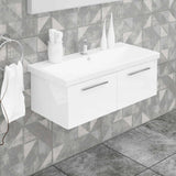 Casa Mare Aspe 40" Glossy White Bathroom Vanity and Ceramic Sink Combo with LED Mirror