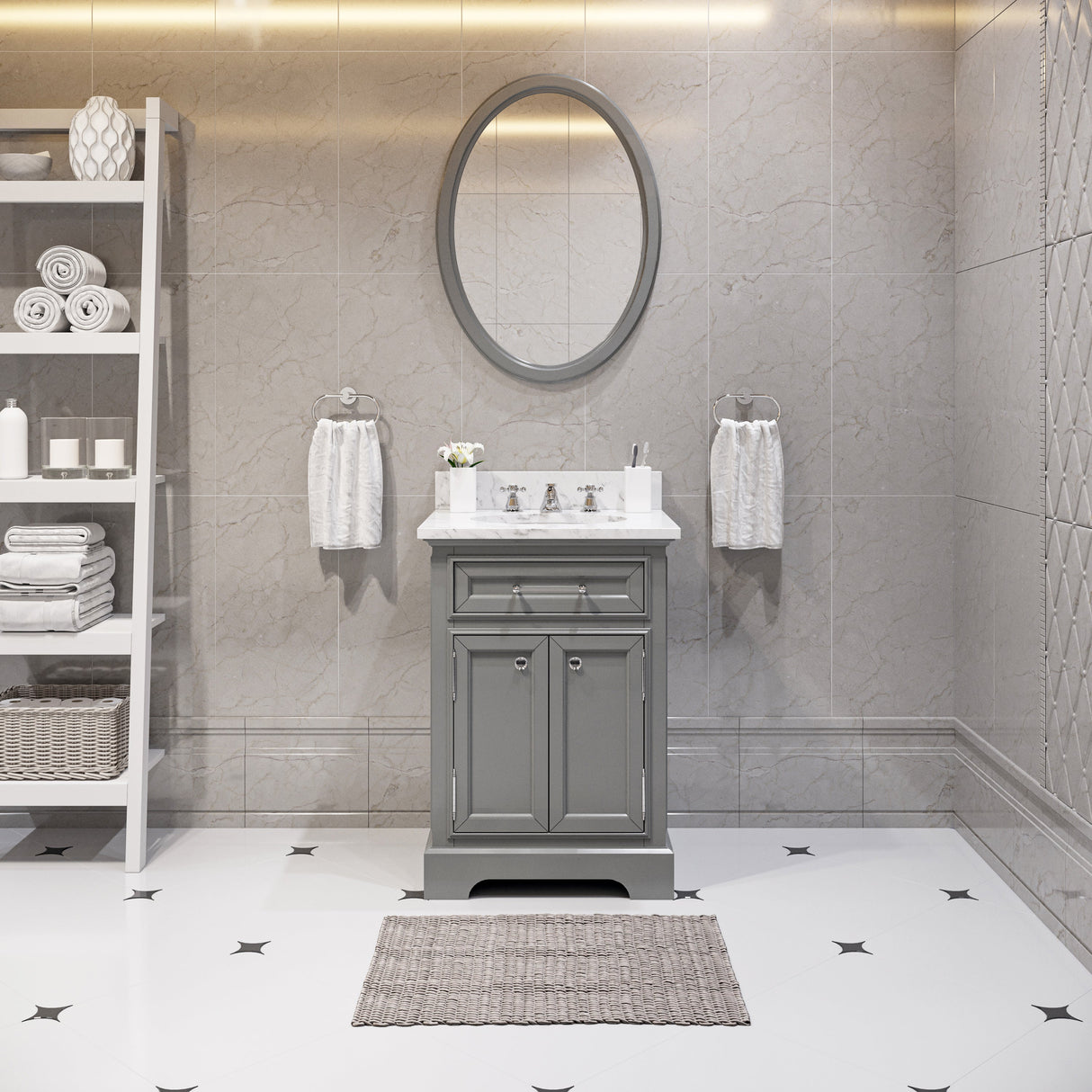 WATER CREATION 24 Inch Cashmere Grey Single Sink Bathroom Vanity From The Derby Collection