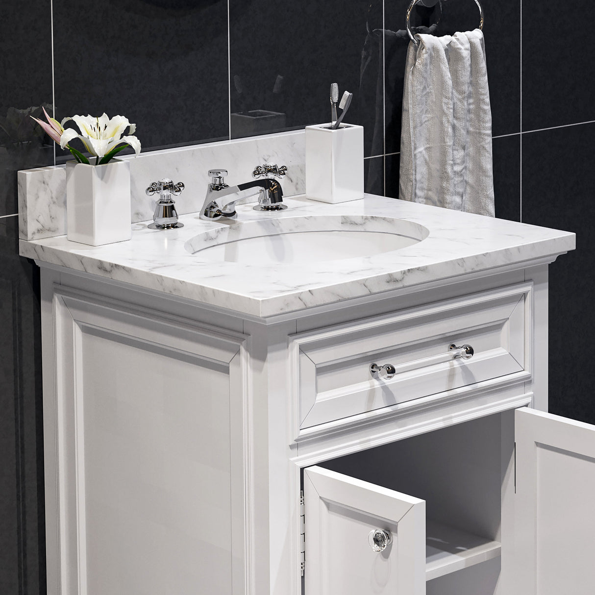 WATER CREATION 24 Inch Pure White Single Sink Bathroom Vanity From The Derby Collection