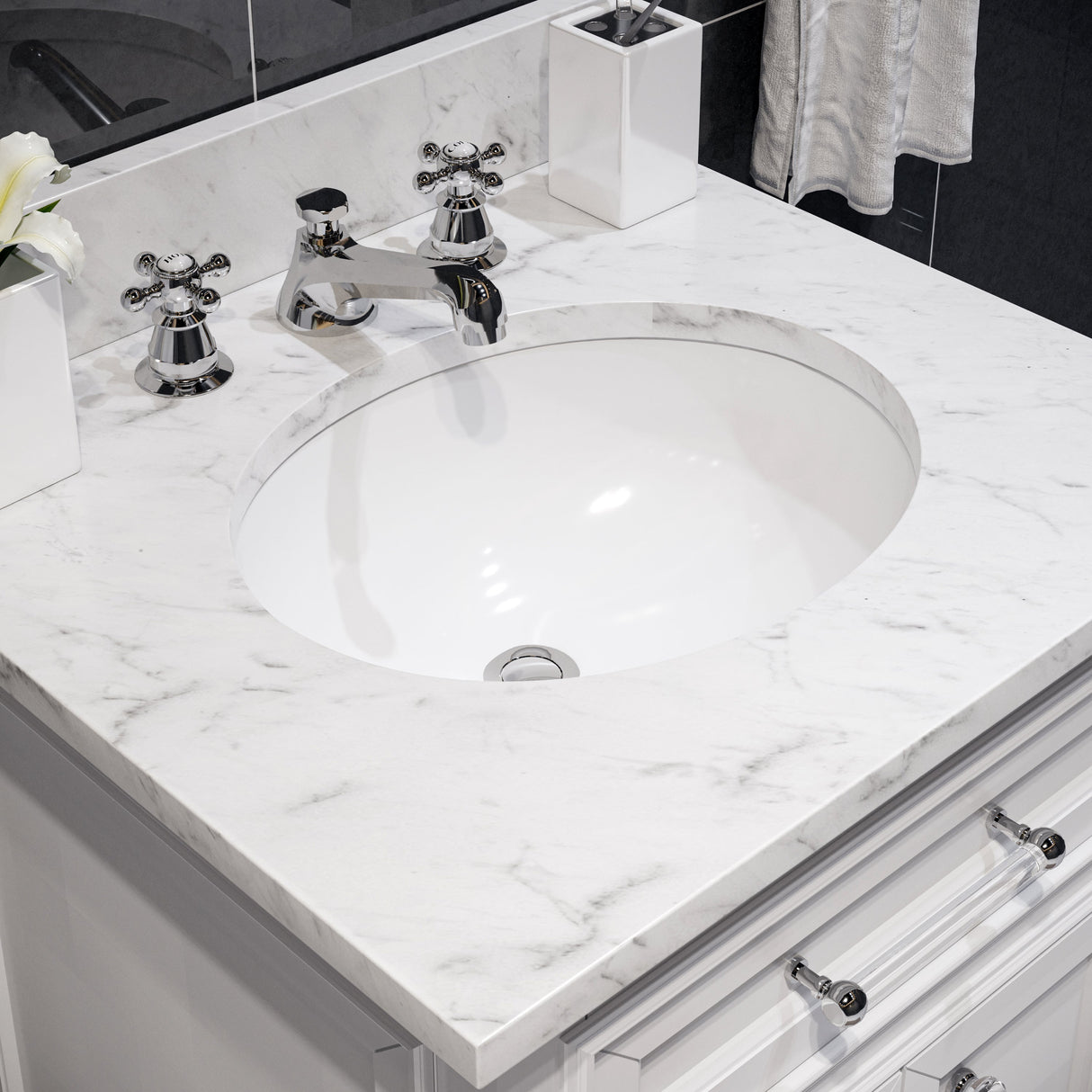 Water Creation Bathroom Vanity Vanity and Faucet WATER CREATION 24 Inch Pure White Single Sink Bathroom Vanity From The Derby Collection