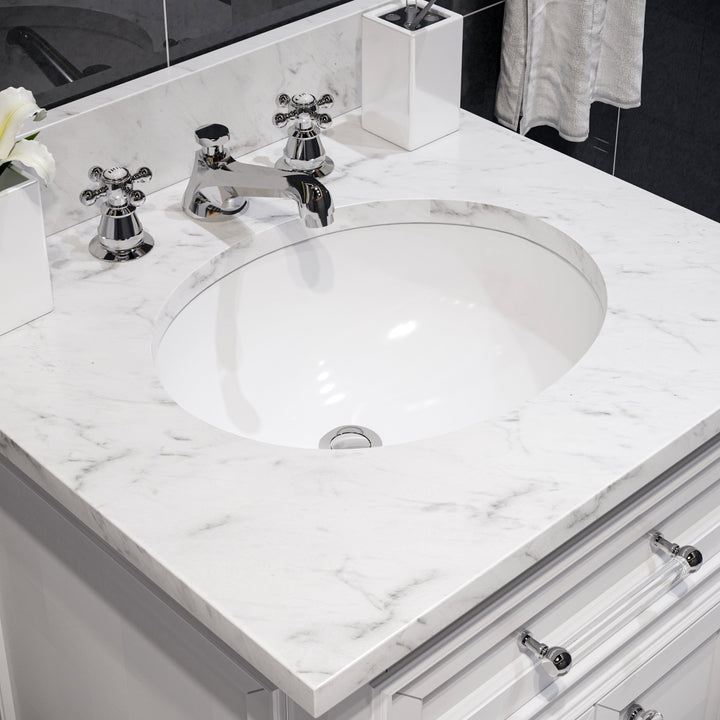 Water Creation Bathroom Vanity Vanity and Faucet WATER CREATION 24 Inch Pure White Single Sink Bathroom Vanity From The Derby Collection
