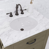 Water Creation Bathroom Vanity Vanity and Faucet WATER CREATION 30 Inch Grizzle Grey Single Sink Bathroom Vanity With Carrara White Marble Counter Top From The ABERDEEN Collection