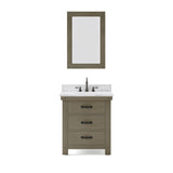 Water Creation Bathroom Vanity Vanity and Mirror WATER CREATION 30 Inch Grizzle Grey Single Sink Bathroom Vanity With Carrara White Marble Counter Top From The ABERDEEN Collection