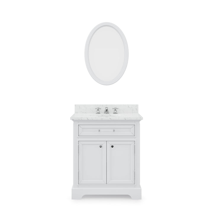 Water Creation Bathroom Vanity Vanity and Mirror WATER CREATION 30 Inch Pure White Single Sink Bathroom Vanity From The Derby Collection