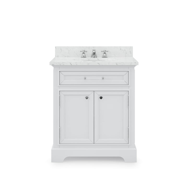 Water Creation Bathroom Vanity Vanity Only WATER CREATION 30 Inch Pure White Single Sink Bathroom Vanity From The Derby Collection