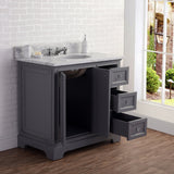 WATER CREATION 36 Inch Wide Cashmere Grey Single Sink Carrara Marble Bathroom Vanity From The Derby Collection